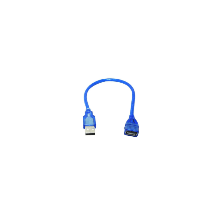 کابل افزایش طول 30 سانتیمتر USB آبی شیلددار